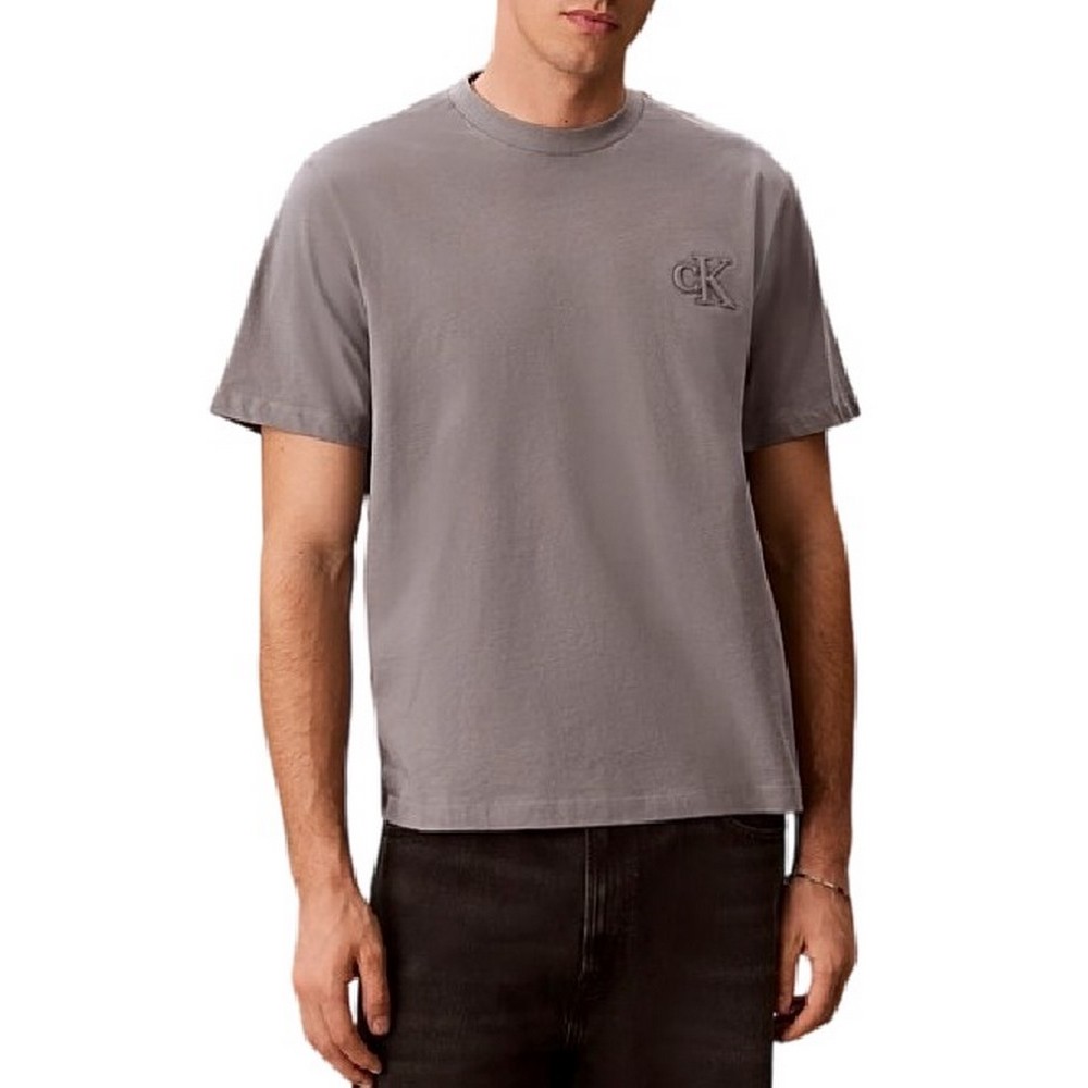 CALVIN KLEIN JEANS 30S JERSEY EASY MONOGRAM PUFF T-SHIRT ΜΠΛΟΥΖΑ ΑΝΔΡΙΚΗ GREY