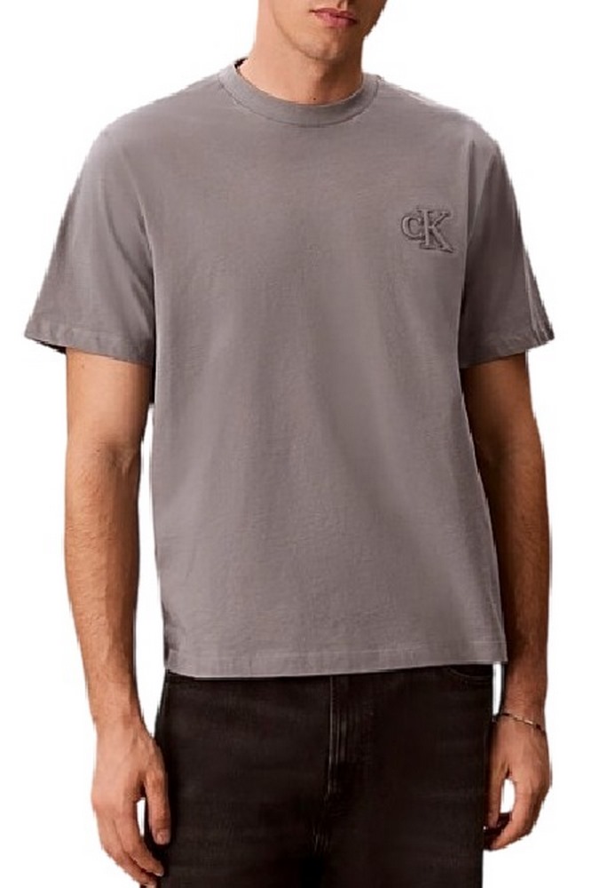 CALVIN KLEIN JEANS 30S JERSEY EASY MONOGRAM PUFF T-SHIRT ΜΠΛΟΥΖΑ ΑΝΔΡΙΚΗ GREY