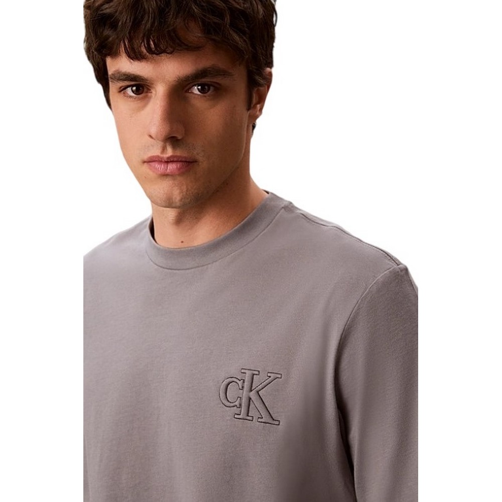 CALVIN KLEIN JEANS 30S JERSEY EASY MONOGRAM PUFF T-SHIRT ΜΠΛΟΥΖΑ ΑΝΔΡΙΚΗ GREY