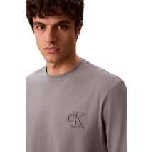 CALVIN KLEIN JEANS 30S JERSEY EASY MONOGRAM PUFF T-SHIRT ΜΠΛΟΥΖΑ ΑΝΔΡΙΚΗ GREY