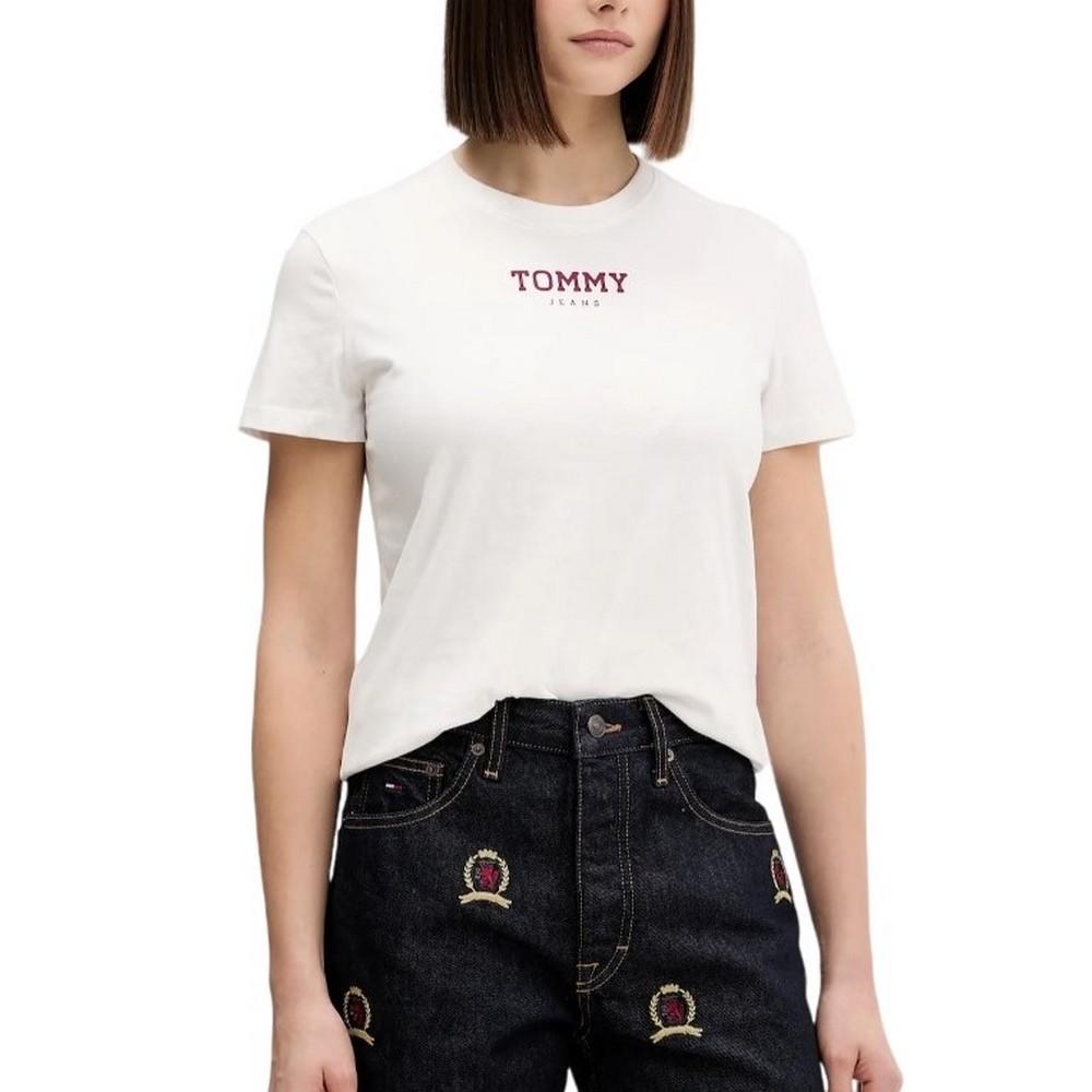 TOMMY JEANS REG ESSENTIAL LOGO 2 TEE T-SHIRT  ΜΠΛΟΥΖΑ ΓΥΝΑΙΚΕΙΑ ECRU