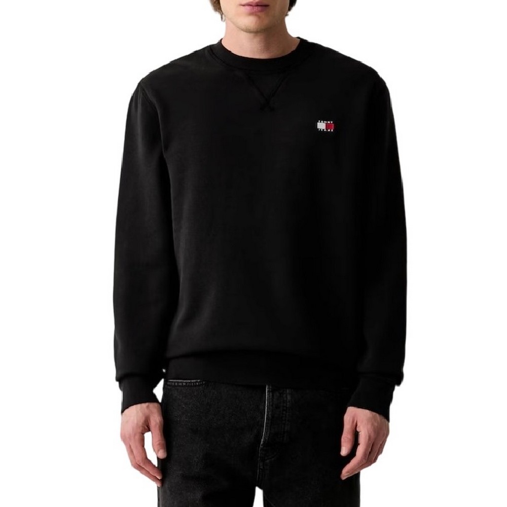 TOMMY JEANS REG BADGE CREW EXT ΜΠΛΟΥΖΑ ΦΟΥΤΕΡ ΑΝΔΡΙΚΗ BLACK
