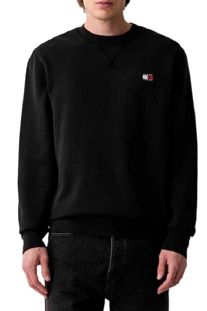 TOMMY JEANS REG BADGE CREW EXT ΜΠΛΟΥΖΑ ΦΟΥΤΕΡ ΑΝΔΡΙΚΗ BLACK
