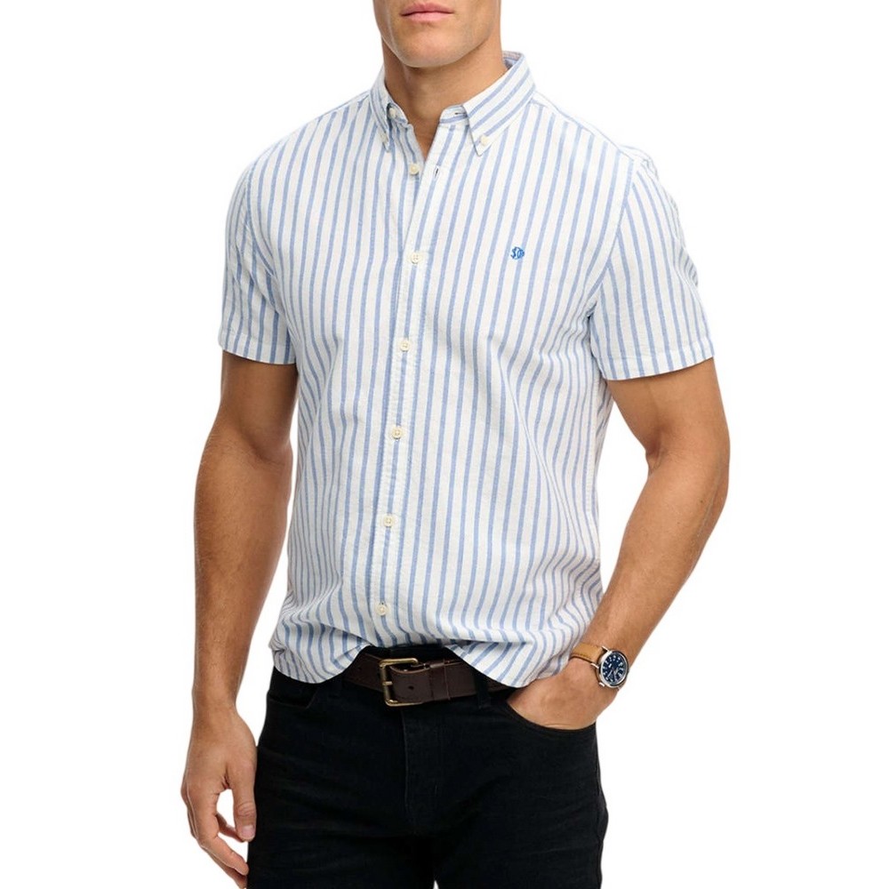 SUPERDRY D2 STUD PREPPY OXFORD SHIRT ΠΟΥΚΑΜΙΣΟ ΑΝΔΡΙΚΟ CIEL
