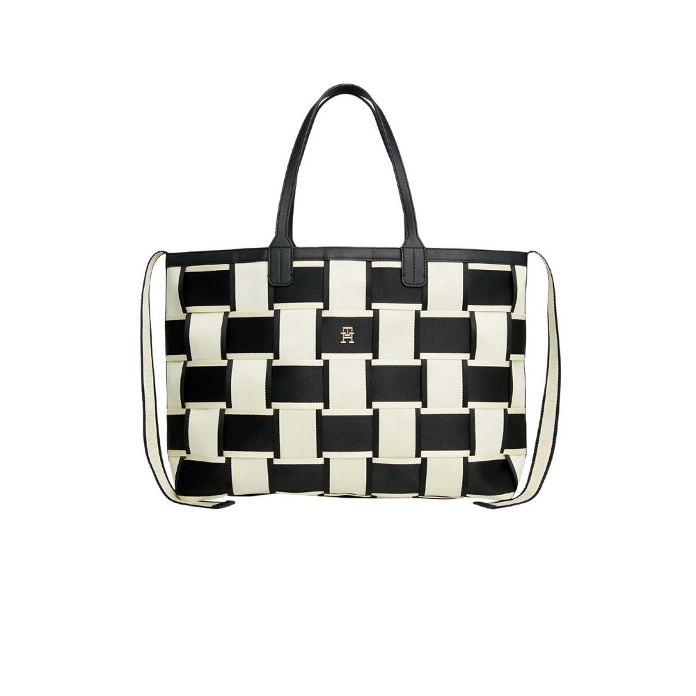 TOMMY HILFIGER ICONIC TOMMY TOTE WOVEN ΤΣΑΝΤΑ ΓΥΝΑΙΚΕΙΑ BEIGE TOMMY HILFIGER ICONIC TOMMY TOTE WOVEN ΤΣΑΝΤΑ ΓΥΝΑΙΚΕΙΑ BEIGE