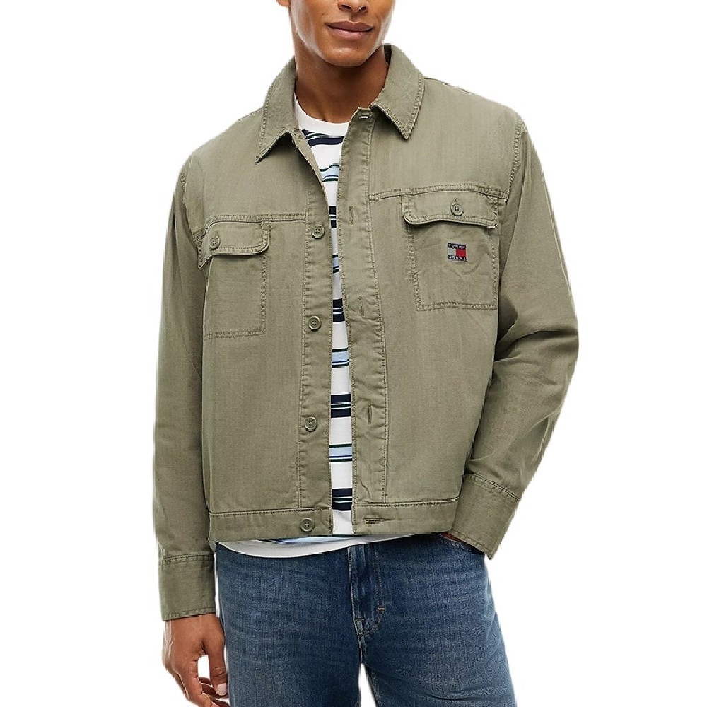 TOMMY JEANS ESSENTIAL OVERSHIRT ΠΟΥΚΑΜΙΣΟ ΑΝΔΡΙΚΟ MILITARY GREEN