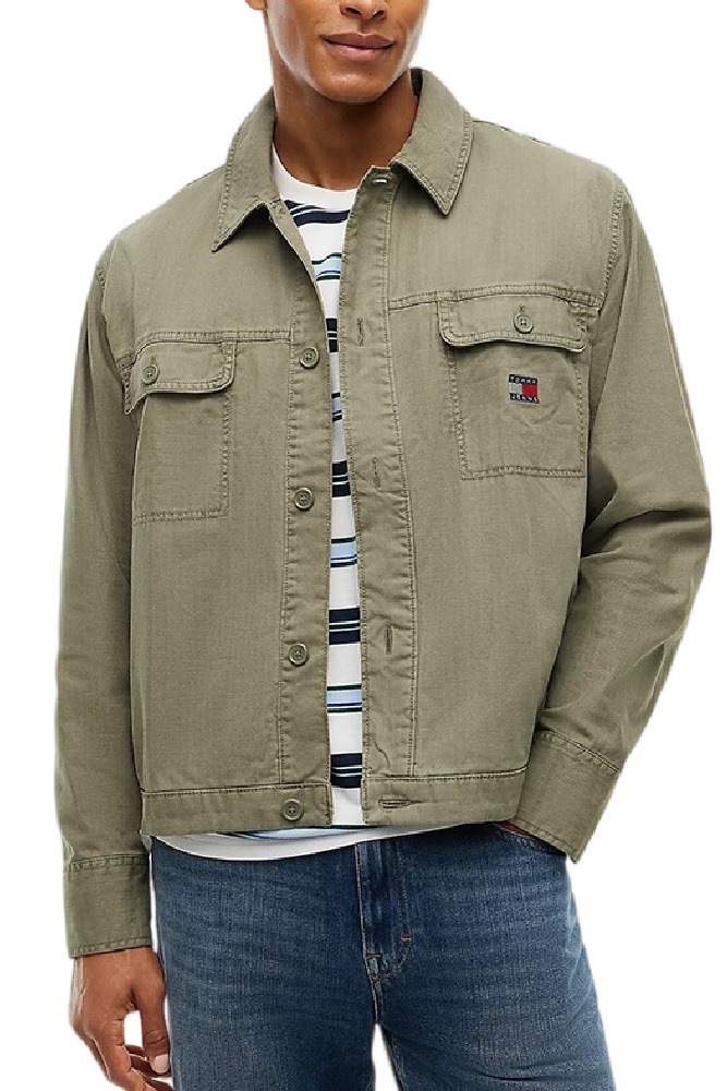 TOMMY JEANS ESSENTIAL OVERSHIRT ΠΟΥΚΑΜΙΣΟ ΑΝΔΡΙΚΟ MILITARY GREEN