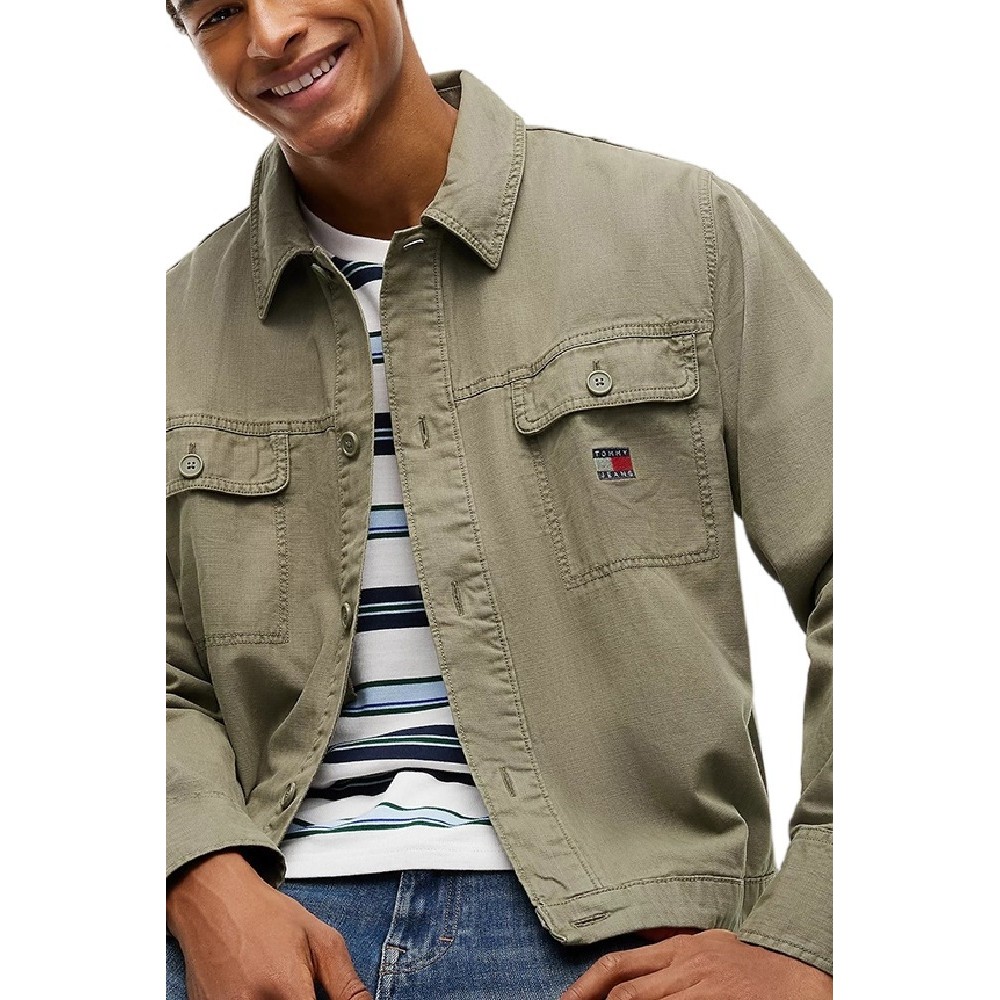 TOMMY JEANS ESSENTIAL OVERSHIRT ΠΟΥΚΑΜΙΣΟ ΑΝΔΡΙΚΟ MILITARY GREEN