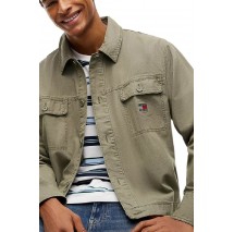 TOMMY JEANS ESSENTIAL OVERSHIRT ΠΟΥΚΑΜΙΣΟ ΑΝΔΡΙΚΟ MILITARY GREEN