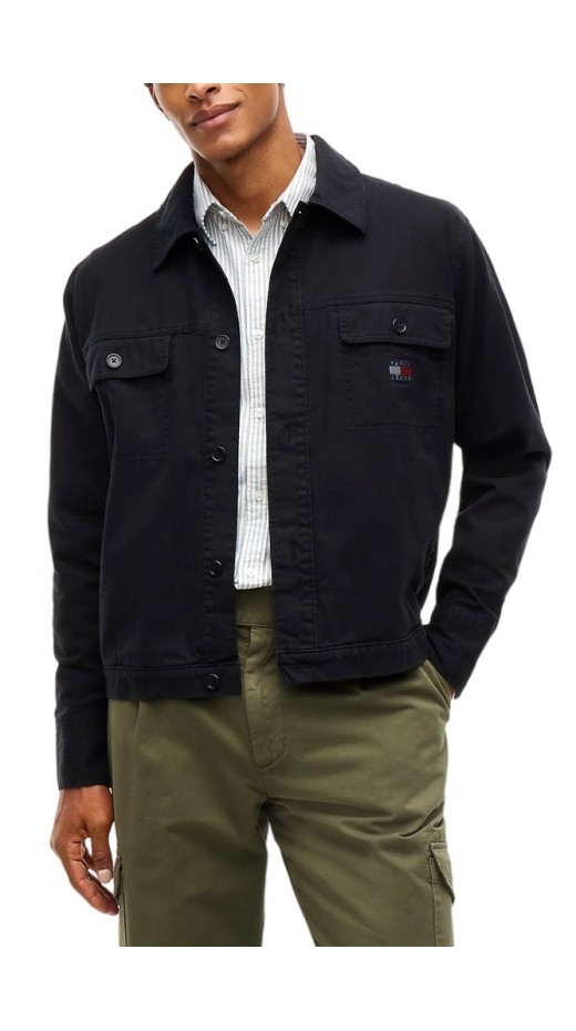 TOMMY JEANS ESSENTIAL OVERSHIRT ΠΟΥΚΑΜΙΣΟ ΑΝΔΡΙΚΟ BLACK