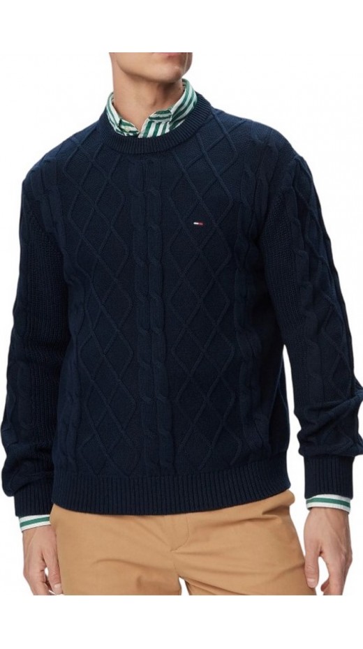 TOMMY JEANS REG CLASSIC FLAG CABLE SWTR ΠΛΕΚΤΗ ΜΠΛΟΥΖΑ ΑΝΔΡΙΚΗ NAVY