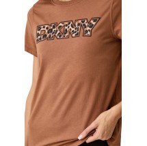 DKNY LEOPARD LOGO T-SHIRT ΜΠΛΟΥΖΑ ΓΥΝΑΙΚΕΙΑ CARAMEL