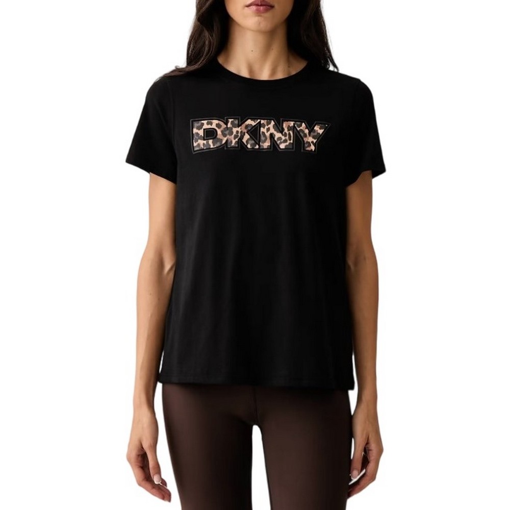 DKNY LEOPARD LOGO T-SHIRT ΜΠΛΟΥΖΑ ΓΥΝΑΙΚΕΙΑ BLACK