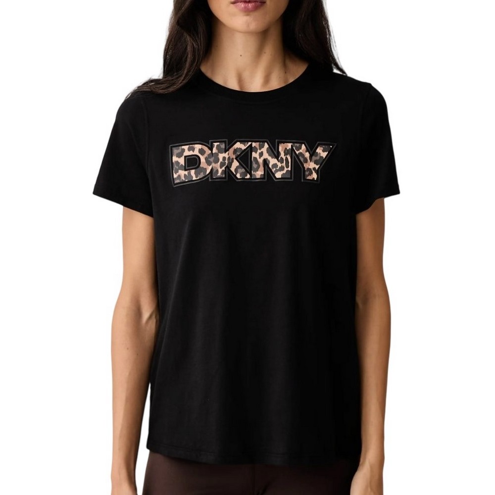 DKNY LEOPARD LOGO T-SHIRT ΜΠΛΟΥΖΑ ΓΥΝΑΙΚΕΙΑ BLACK