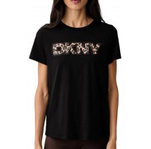 DKNY LEOPARD LOGO T-SHIRT ΜΠΛΟΥΖΑ ΓΥΝΑΙΚΕΙΑ BLACK