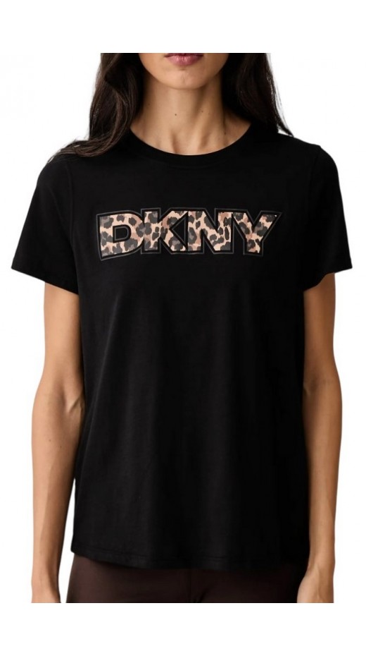 DKNY LEOPARD LOGO T-SHIRT ΜΠΛΟΥΖΑ ΓΥΝΑΙΚΕΙΑ BLACK