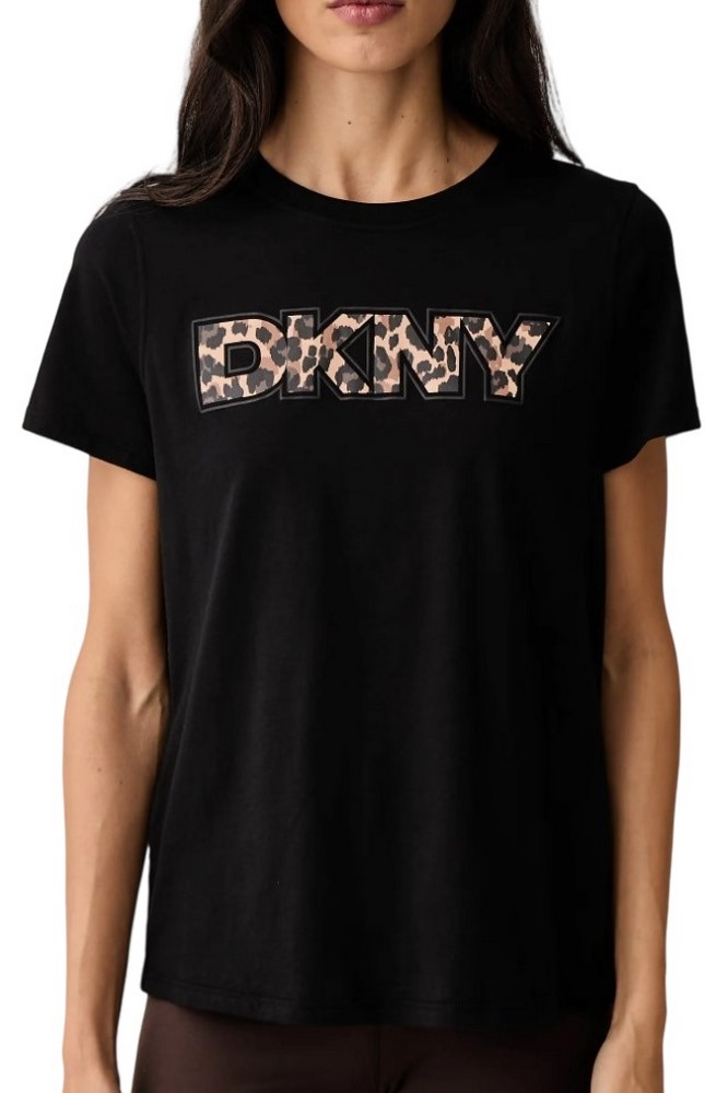 DKNY LEOPARD LOGO T-SHIRT ΜΠΛΟΥΖΑ ΓΥΝΑΙΚΕΙΑ BLACK