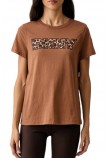 DKNY LEOPARD LOGO T-SHIRT ΜΠΛΟΥΖΑ ΓΥΝΑΙΚΕΙΑ CARAMEL