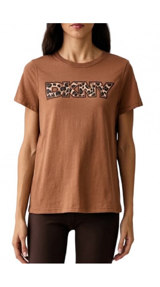 DKNY LEOPARD LOGO T-SHIRT ΜΠΛΟΥΖΑ ΓΥΝΑΙΚΕΙΑ CARAMEL