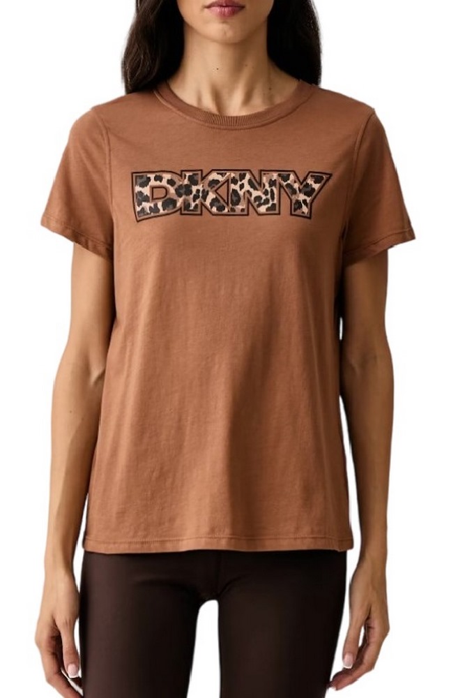 DKNY LEOPARD LOGO T-SHIRT ΜΠΛΟΥΖΑ ΓΥΝΑΙΚΕΙΑ CARAMEL