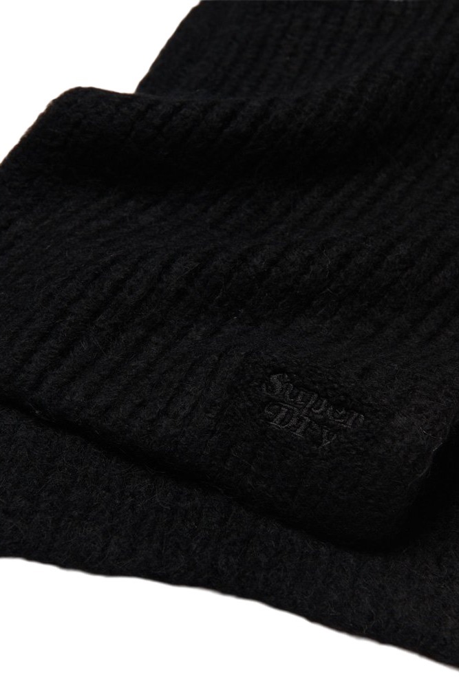 SUPERDRY D3 SDRY RIB KNIT SCARF ΚΑΣΚΟΛ ΓΥΝΑΙΚΕΙΟ BLACK