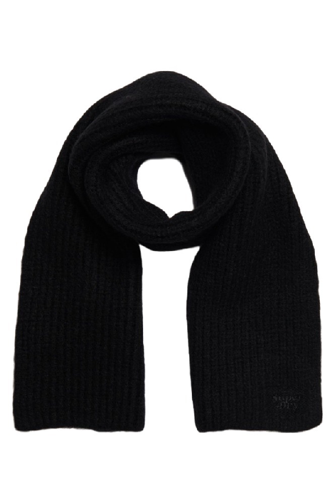 SUPERDRY D3 SDRY RIB KNIT SCARF ΚΑΣΚΟΛ ΓΥΝΑΙΚΕΙΟ BLACK