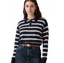 LEVIS SUPER SOFT POLO ΜΠΛΟΥΖΑ ΠΛΕΚΤΗ ΜΑΚΡΥΜΑΝΙΚΗ ΓΥΝΑΙΚΕΙΑ NAVY
