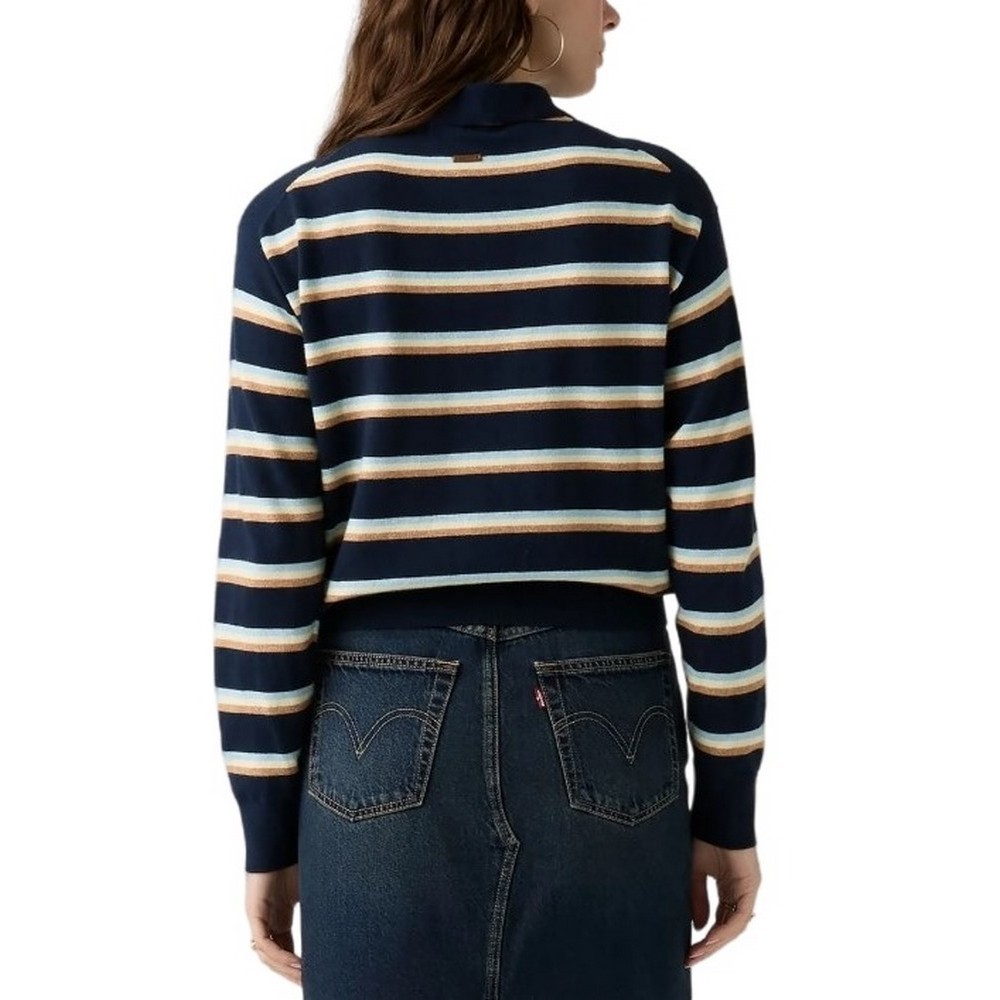 LEVIS SUPER SOFT POLO ΜΠΛΟΥΖΑ ΠΛΕΚΤΗ ΜΑΚΡΥΜΑΝΙΚΗ ΓΥΝΑΙΚΕΙΑ NAVY