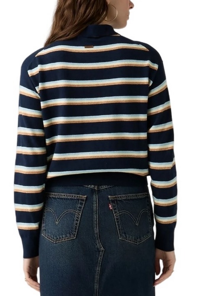 LEVIS SUPER SOFT POLO ΜΠΛΟΥΖΑ ΠΛΕΚΤΗ ΜΑΚΡΥΜΑΝΙΚΗ ΓΥΝΑΙΚΕΙΑ NAVY