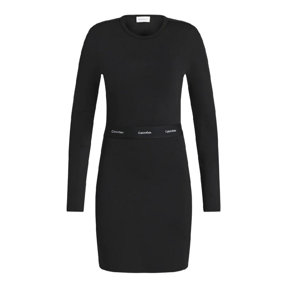 CALVIN KLEIN JEANS SENSUAL CUT OUT LOGO WB RIB ΦΟΡΕΜΑ ΜΑΚΡΥΜΑΝΙΚΟ ΓΥΝΑΙΚΕΙΟ BLACK