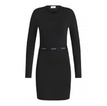 CALVIN KLEIN JEANS SENSUAL CUT OUT LOGO WB RIB ΦΟΡΕΜΑ ΜΑΚΡΥΜΑΝΙΚΟ ΓΥΝΑΙΚΕΙΟ BLACK