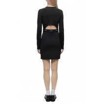 CALVIN KLEIN JEANS SENSUAL CUT OUT LOGO WB RIB ΦΟΡΕΜΑ ΜΑΚΡΥΜΑΝΙΚΟ ΓΥΝΑΙΚΕΙΟ BLACK