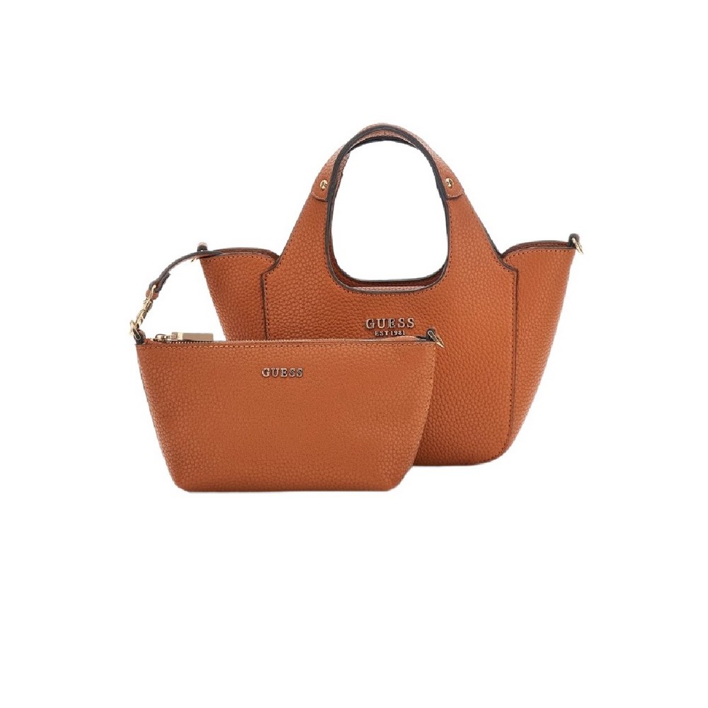 GUESS CALISTA 2 IN 1 MINI TOTE ΤΣΑΝΤΑ ΓΥΝΑΙΚΕΙΑ CARAMEL