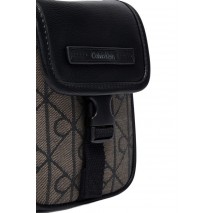 CALVIN KLEIN MIXED EMBLEM AOP SMALL FLAP REPO ΤΣΑΝΤΑ ΑΝΔΡΙΚΗ BLACK/BROWN