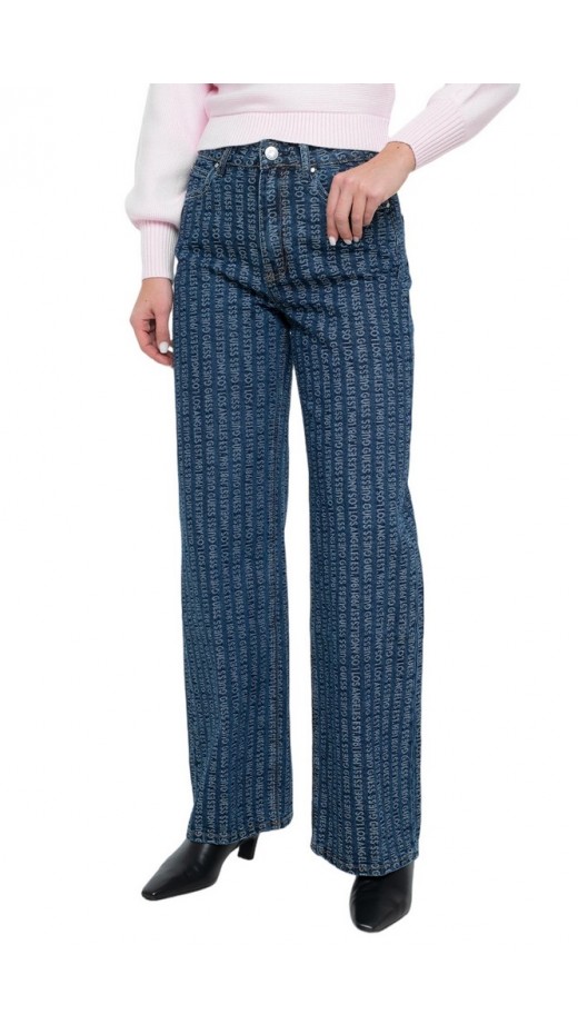 GUESS WIDE LEG ΠΑΝΤΕΛΟΝΙ ΓΥΝΑΙΚΕΙΟ INDIGO
