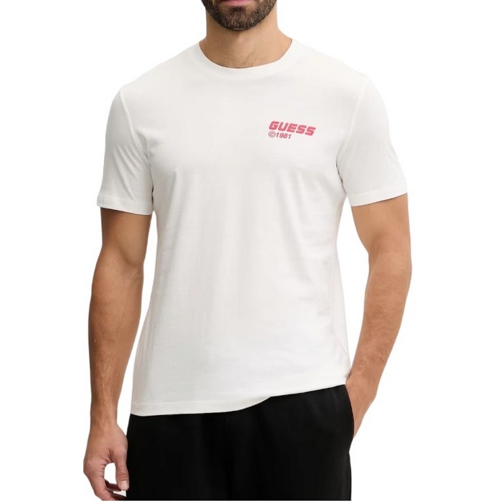 GUESS LAURO CN T-SHIRT ΜΠΛΟΥΖΑ ΑΝΔΡΙΚΗ WHITE