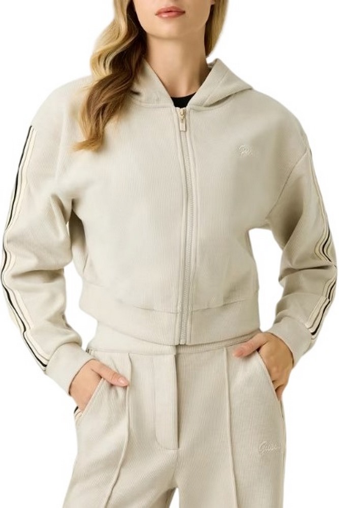 GUESS OCTAVIA HIGH NECK FULL-ZIP SWE ΖΑΚΕΤΑ ΦΟΥΤΕΡ ΓΥΝΑΙΚΕΙΑ BEIGE