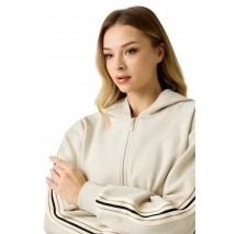 GUESS OCTAVIA HIGH NECK FULL-ZIP SWE ΖΑΚΕΤΑ ΦΟΥΤΕΡ ΓΥΝΑΙΚΕΙΑ BEIGE
