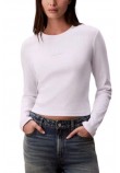CALVIN KLEIN JEANS A LS MONOGRAM BABY TEE ΜΠΛΟΥΖΑ ΓΥΝΑΙΚΕΙΑ WHITE