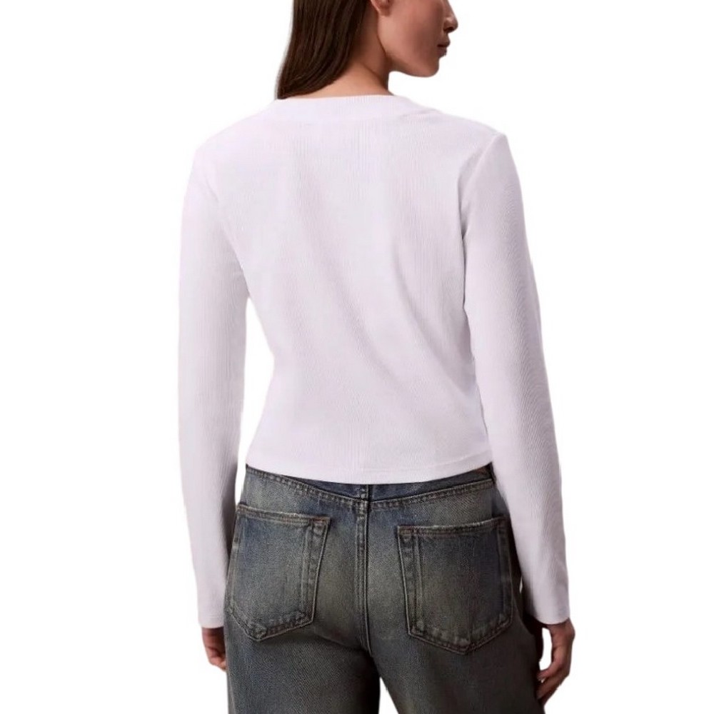 CALVIN KLEIN JEANS A LS MONOGRAM BABY TEE ΜΠΛΟΥΖΑ ΓΥΝΑΙΚΕΙΑ WHITE