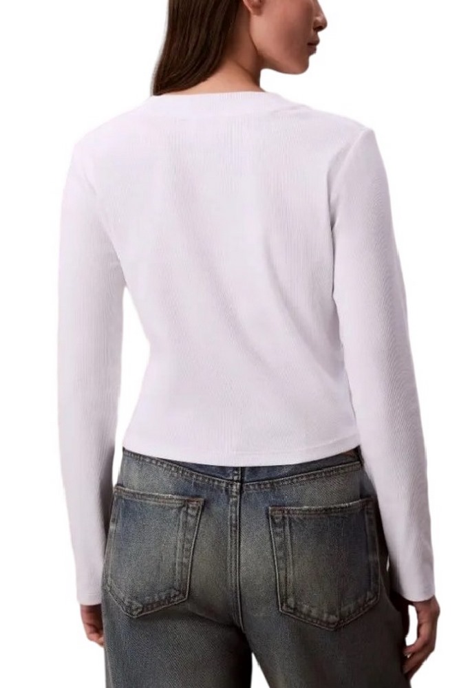 CALVIN KLEIN JEANS A LS MONOGRAM BABY TEE ΜΠΛΟΥΖΑ ΓΥΝΑΙΚΕΙΑ WHITE