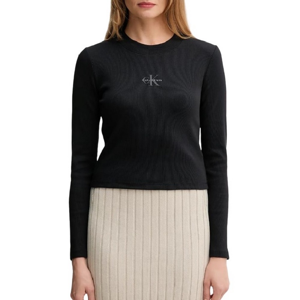 CALVIN KLEIN JEANS A LS MONOGRAM BABY TEE ΜΠΛΟΥΖΑ ΓΥΝΑΙΚΕΙΑ BLACK