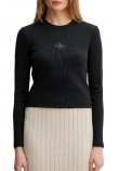 CALVIN KLEIN JEANS A LS MONOGRAM BABY TEE ΜΠΛΟΥΖΑ ΓΥΝΑΙΚΕΙΑ BLACK