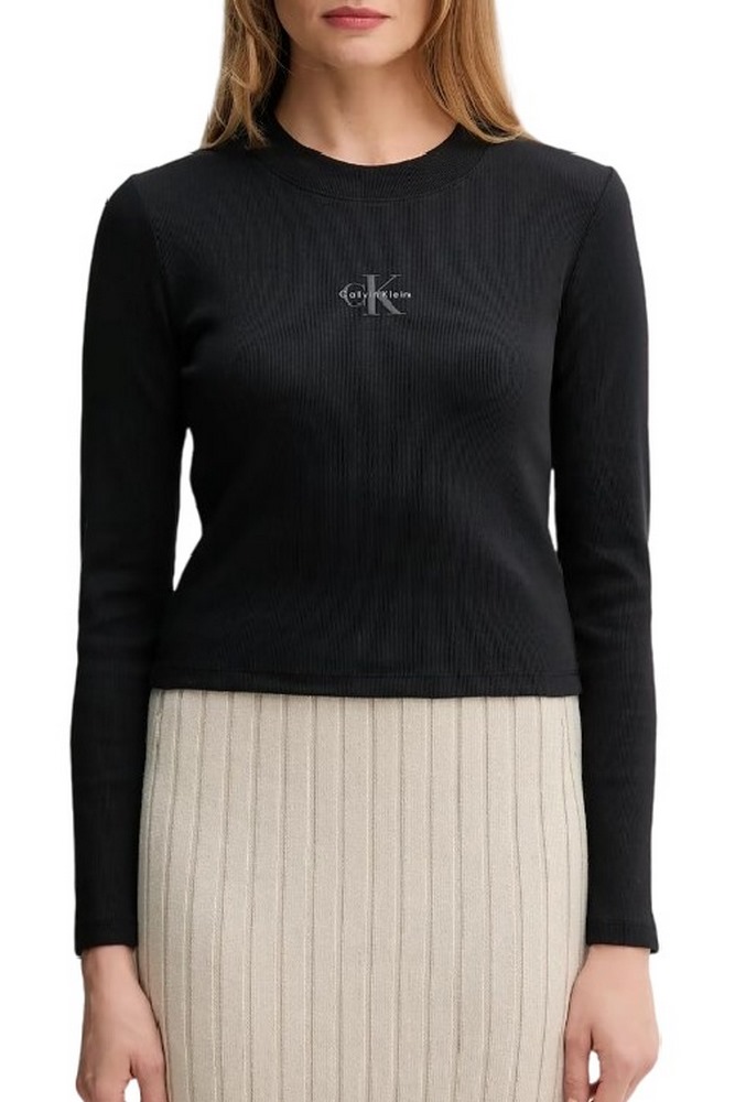 CALVIN KLEIN JEANS A LS MONOGRAM BABY TEE ΜΠΛΟΥΖΑ ΓΥΝΑΙΚΕΙΑ BLACK