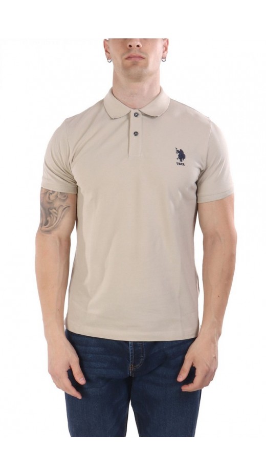 U.S.POLO ASSN FLYN 000272 CBP5 POLO T-SHIRT ΜΠΛΟΥΖΑ ΑΝΔΡΙΚΗ BEIGE
