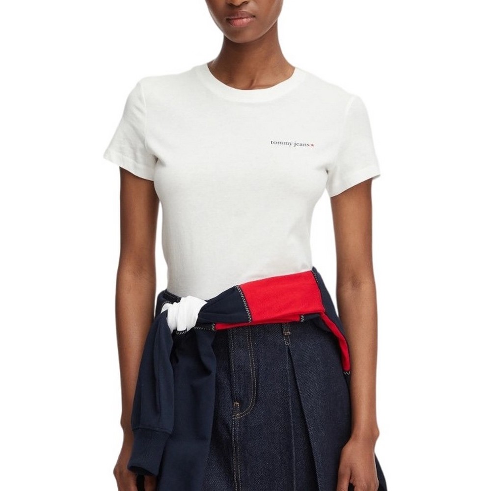 TOMMY JEANS SLIM ESS LOGO 1 EXT T-SHIRT ΜΠΛΟΥΖΑ ΓΥΝΑΙΚΕΙΑ ECRU