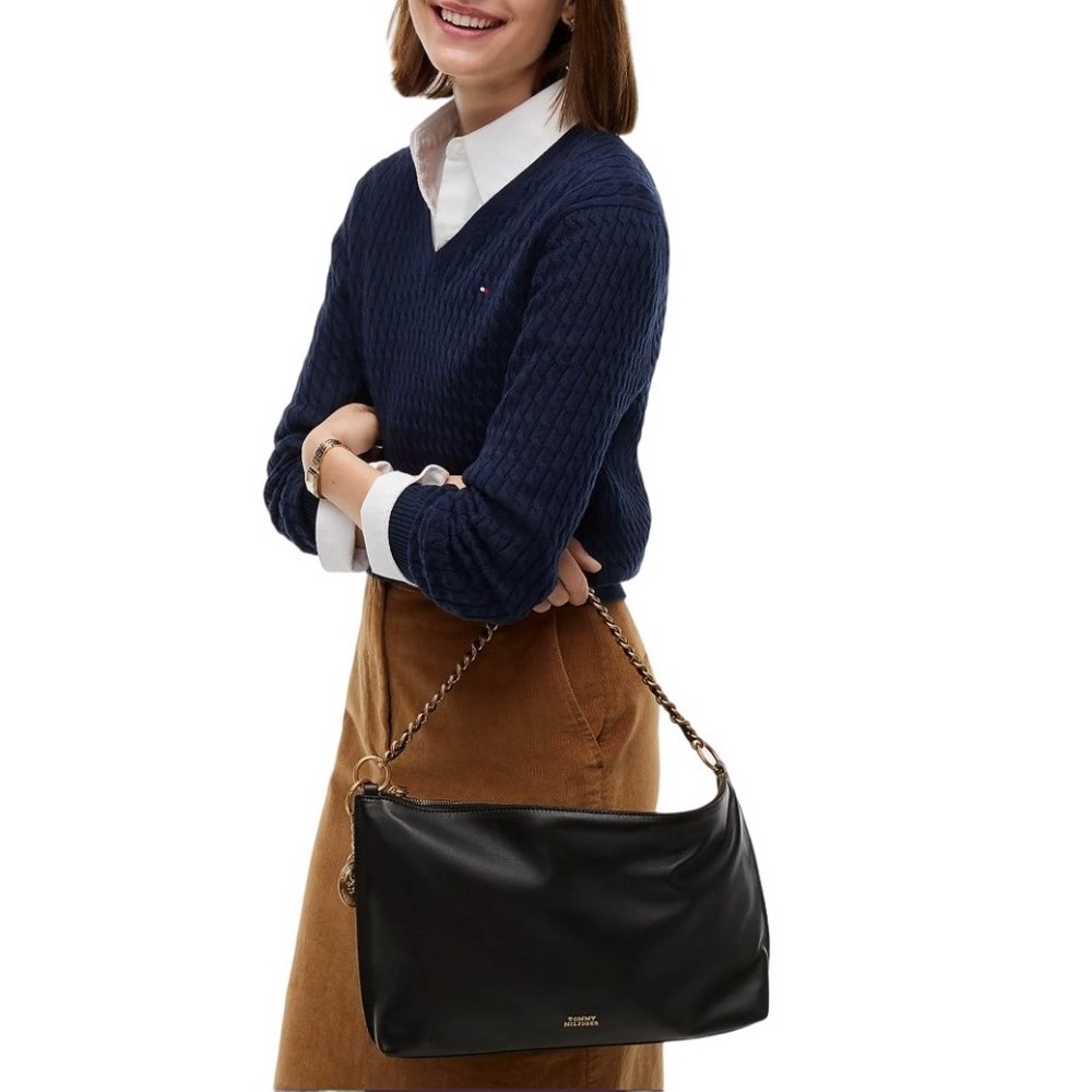 TOMMY HILFIGER DOWNTOWN MINI BAG LEATHER ΤΣΑΝΤΑ ΓΥΝΑΙΚΕΙΑ BLACK