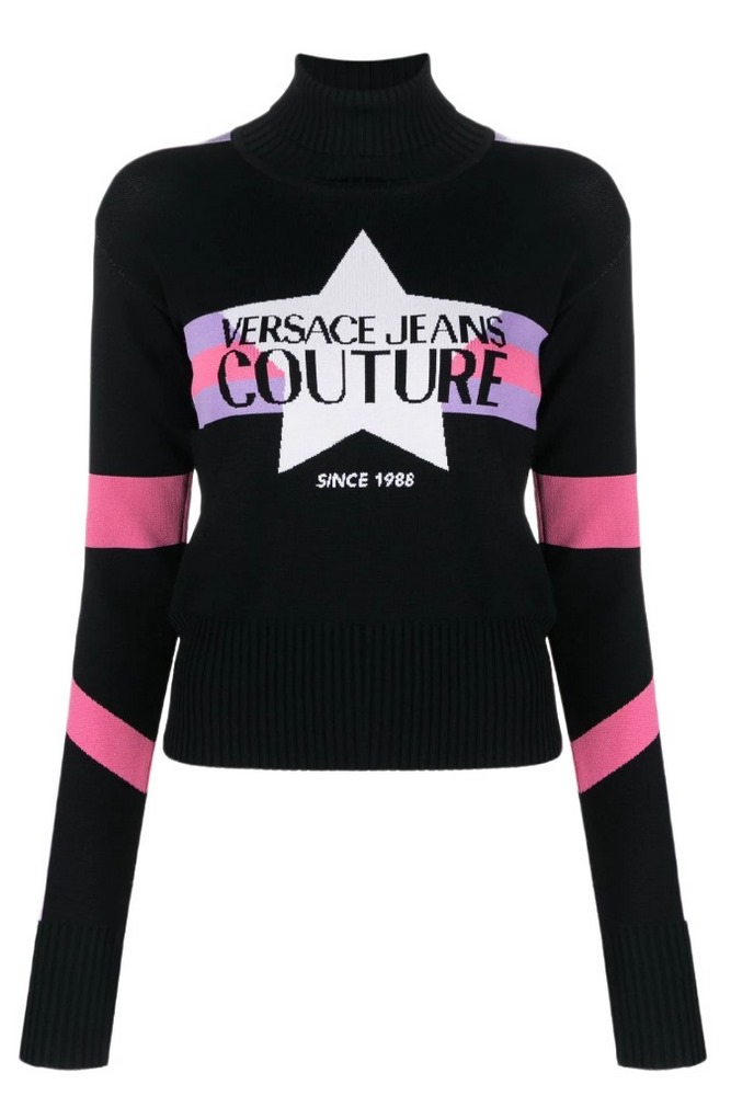 VERSACE JEANS COUTURE VI LOGO STAR F14 ΜΠΛΟΥΖΑ ΠΛΕΚΤΟ ΓΥΝΑΙΚΕΙΑ BLACK