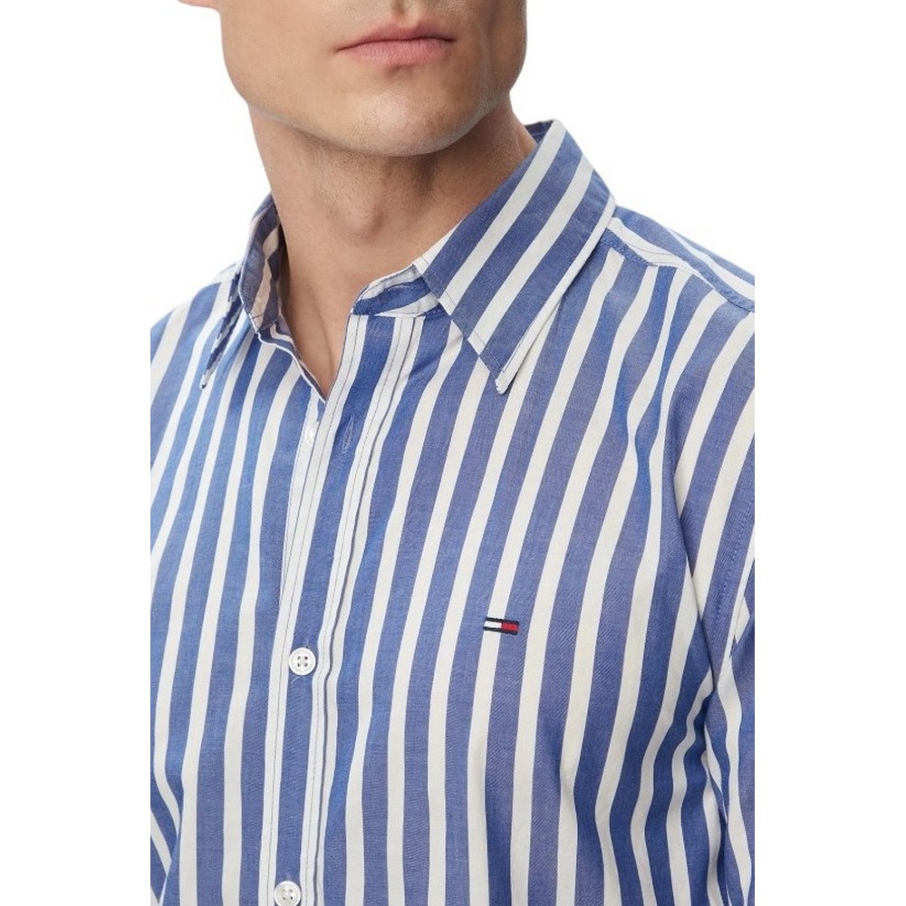 TOMMY JEANS REG POPLIN PATTERN SHIRT ΠΟΥΚΑΜΙΣΟ ΑΝΔΡΙΚΟ BLUE