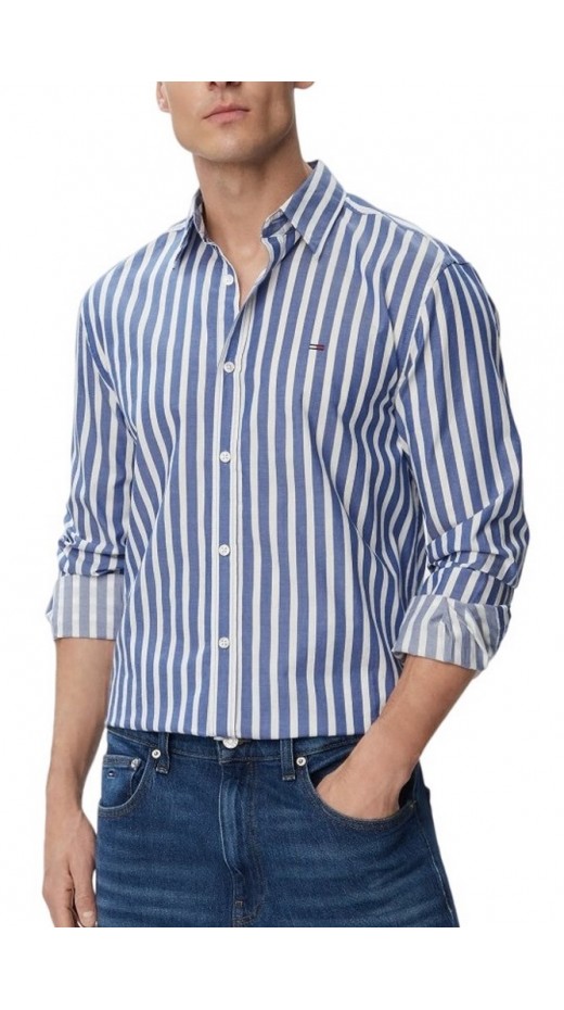 TOMMY JEANS REG POPLIN PATTERN SHIRT ΠΟΥΚΑΜΙΣΟ ΑΝΔΡΙΚΟ BLUE